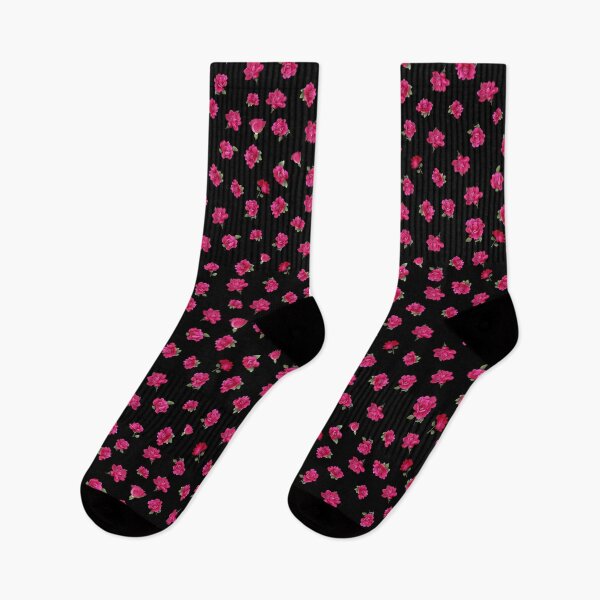 Item preview, Tossed Magenta Roses on Black Repeat 5748 designed and sold by Art in My Loft.