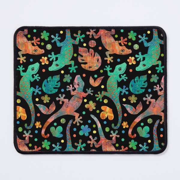Item preview, Colorful Lollygagger Lizards on Black designed and sold by Diana Garrison.