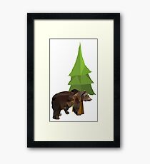 Bear & Tree (White Background) Framed Print