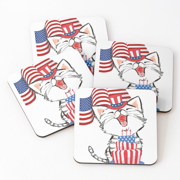 Item preview, American cat celebrating independence day. American Cat, Birthday Cat designed and sold by EMIPRINCESS.