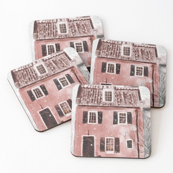 Item preview, Pink House in Snow Winter designed and sold by LicoBartwork.