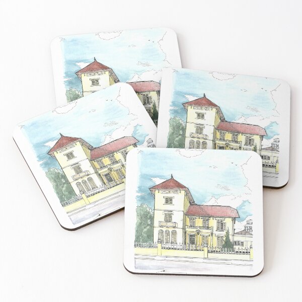 Item preview, French Colonial House Da Lat Vietnam Illustration designed and sold by Wall-Art-Sketch.