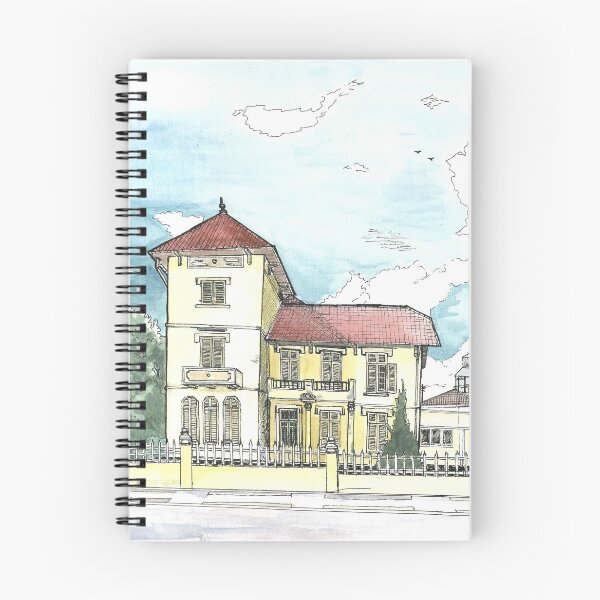 Item preview, French Colonial House Da Lat Vietnam Illustration designed and sold by Wall-Art-Sketch.