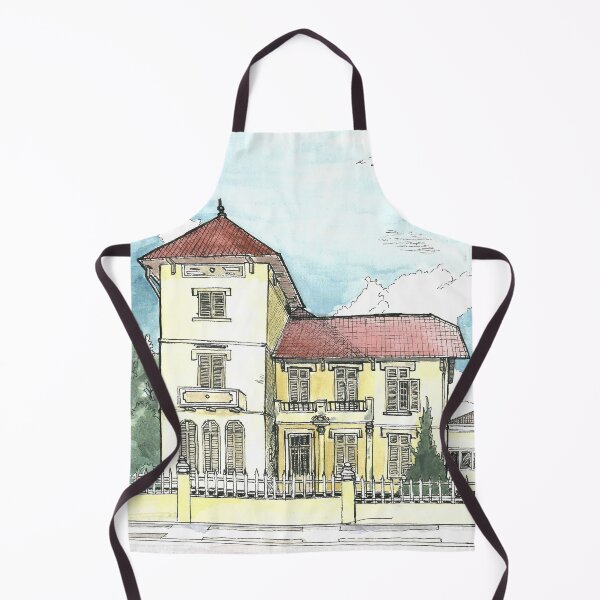 Item preview, French Colonial House Da Lat Vietnam Illustration designed and sold by Wall-Art-Sketch.