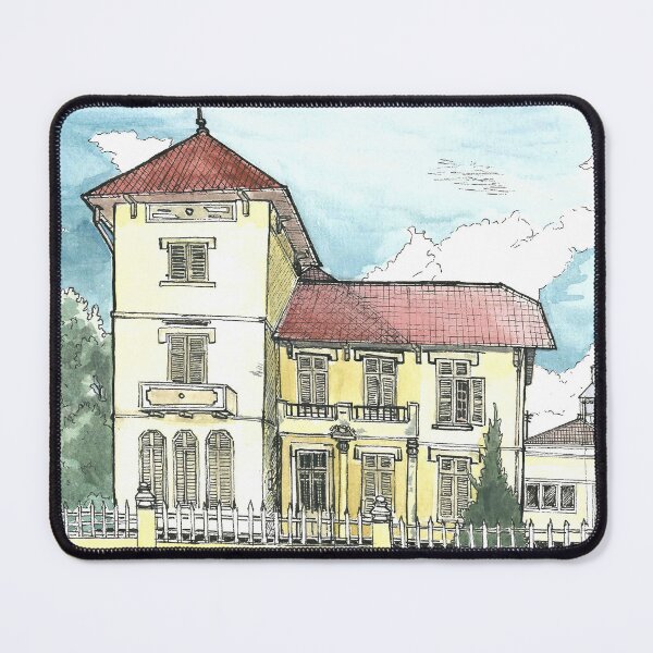 Item preview, French Colonial House Da Lat Vietnam Illustration designed and sold by Wall-Art-Sketch.