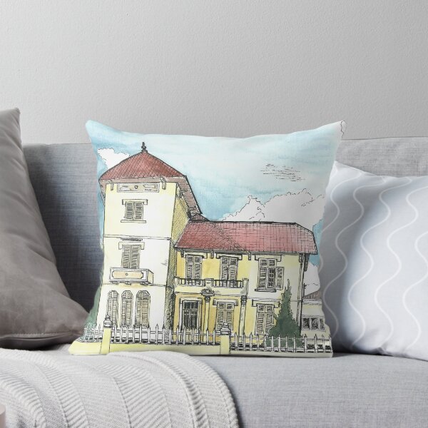 Item preview, French Colonial House Da Lat Vietnam Illustration designed and sold by Wall-Art-Sketch.