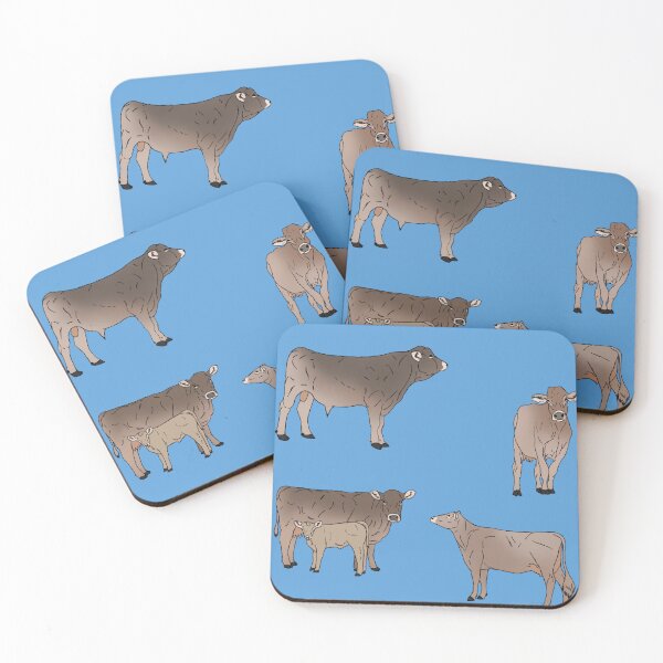Item preview, Brown Swiss Cows Pattern Blue designed and sold by Ashley Gagnon.