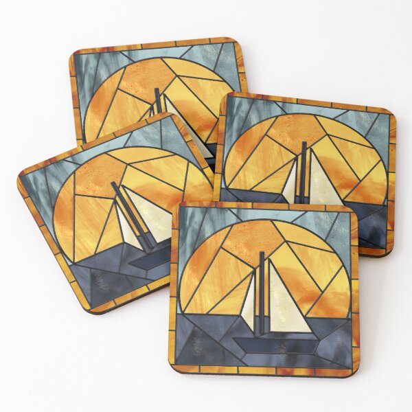 Item preview, stained glass sailboat sunset designed and sold by Sara Frane.