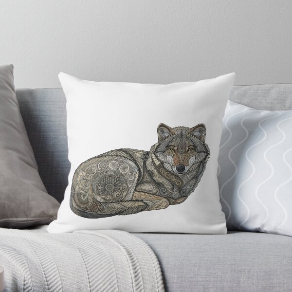 Norse Wolf Throw Pillow
