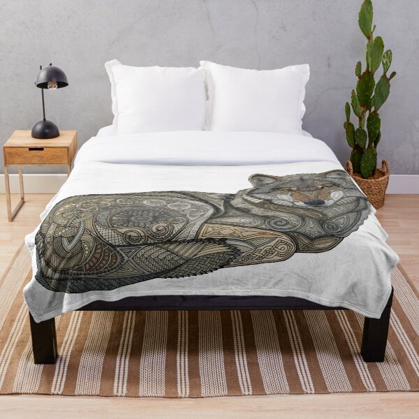 Norse Wolf Throw Blanket
