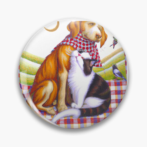 Item preview, Gingham Dog and Calico Cat in style of Giotto (AI Generated Art) designed and sold by Cowboy Folly.