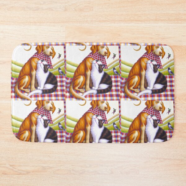 Item preview, Gingham Dog and Calico Cat in style of Giotto (AI Generated Art) designed and sold by Cowboy Folly.