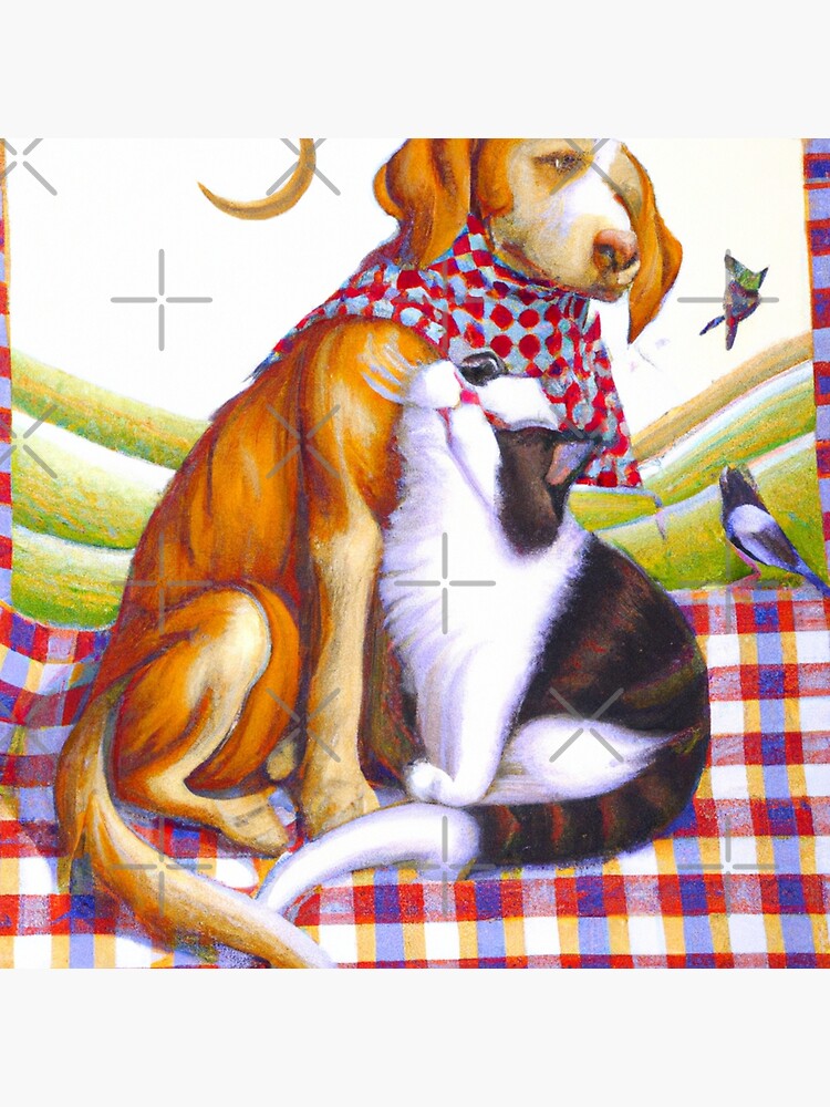 "Gingham Dog and Calico Cat in style of Giotto (AI Generated Art
