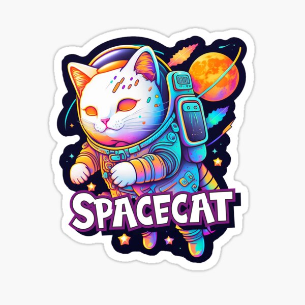 "space cat laser" Sticker for Sale by Florecentfox Redbubble