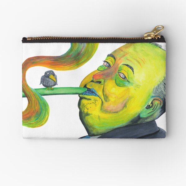 Alfred Hitchcock smoking weed with bad bird Zipper Pouch