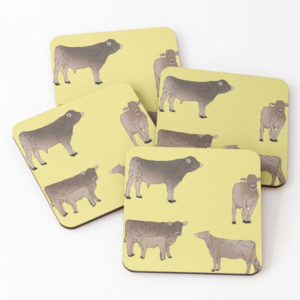 Item preview, Brown Swiss Cows Pattern Yellow designed and sold by Ashley Gagnon.