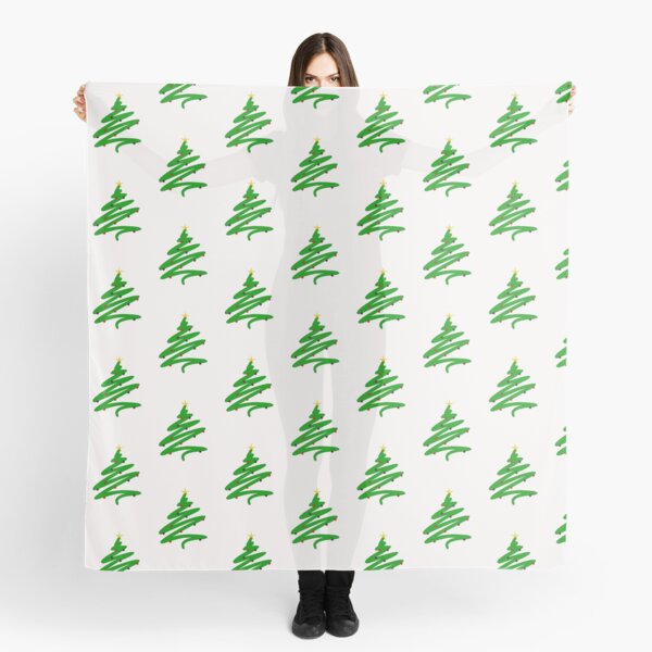 Green Doodle Christmas Tree Scarf