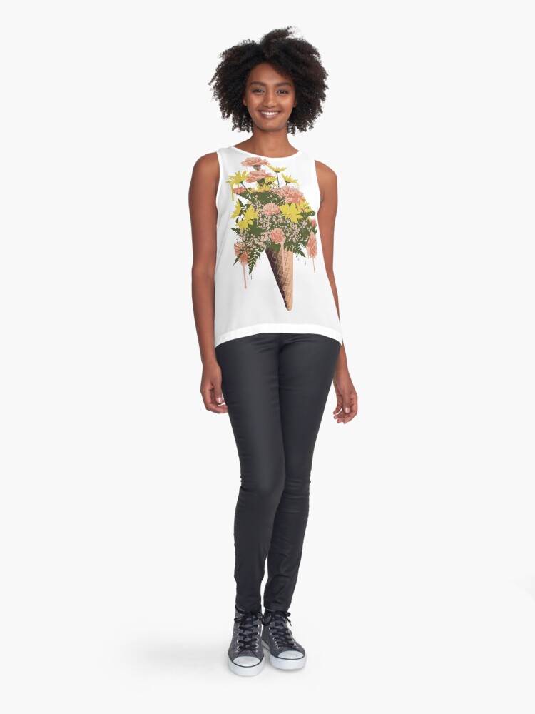 Alternate view of Spring Flowers and Ice Cream Sleeveless Top