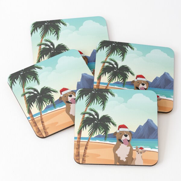 Item preview, Perros de Navidad con sombreros de Papá Noel en la playa designed and sold by gregblomberg.