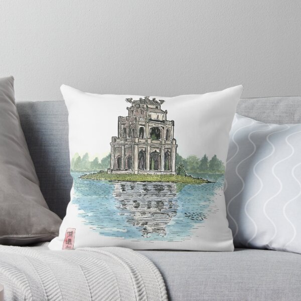 Item preview, Turtle Tower Hanoi Vietnam (Hồ Hoàn Kiếm) Illustration designed and sold by Wall-Art-Sketch.