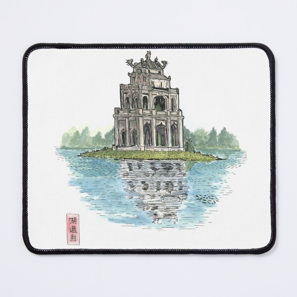 Item preview, Turtle Tower Hanoi Vietnam (Hồ Hoàn Kiếm) Illustration designed and sold by Wall-Art-Sketch.