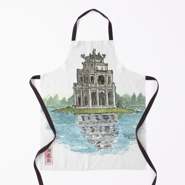 Item preview, Turtle Tower Hanoi Vietnam (Hồ Hoàn Kiếm) Illustration designed and sold by Wall-Art-Sketch.