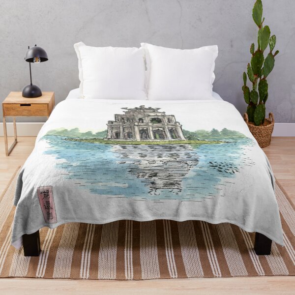 Item preview, Turtle Tower Hanoi Vietnam (Hồ Hoàn Kiếm) Illustration designed and sold by Wall-Art-Sketch.