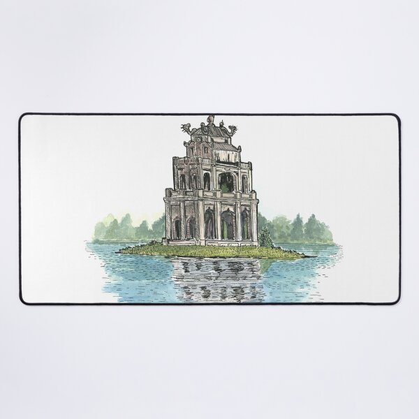 Item preview, Turtle Tower Hanoi Vietnam (Hồ Hoàn Kiếm) Illustration designed and sold by Wall-Art-Sketch.