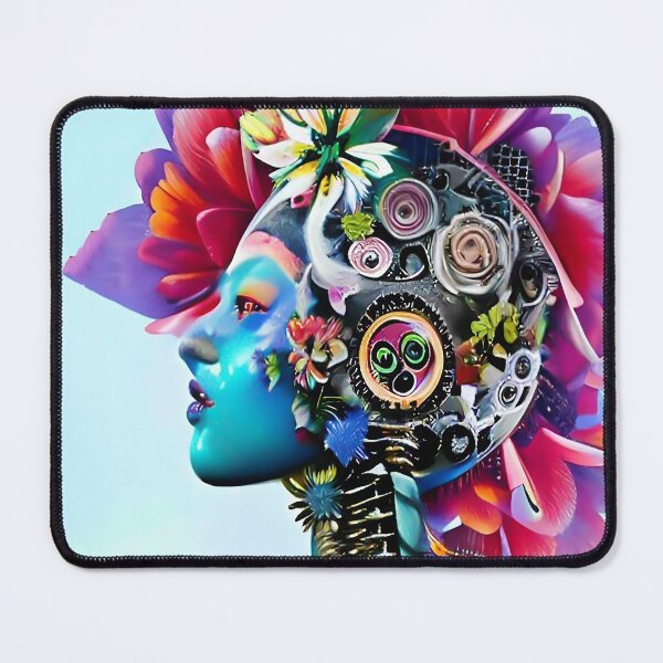Item preview, Surreal Cyborg Flower Cyber Girl Android Cute Robot designed and sold by ZiolaRosa.