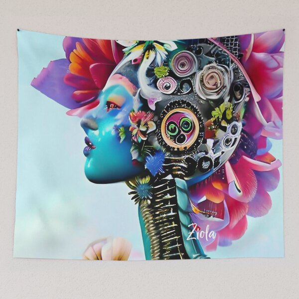 Item preview,  Surreal Cyborg Flower Cyber Girl Android Cute Robot designed and sold by ZiolaRosa.