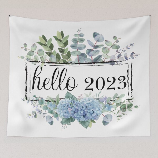 Item preview, Hello 2023 Welcome 2023 Happy New Year 2023 Watercolor Floral Leaf's Flowers designed and sold by HalloweenGift.