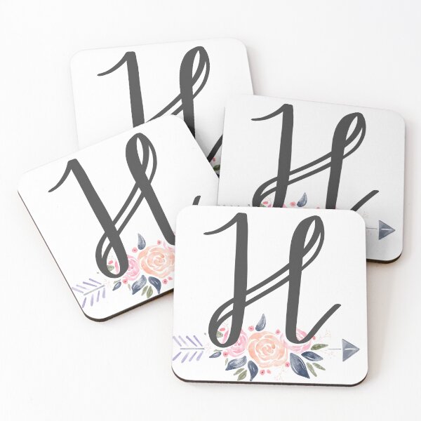 Item preview, Letter H Monogram Watercolor Roses designed and sold by MandyRosko.