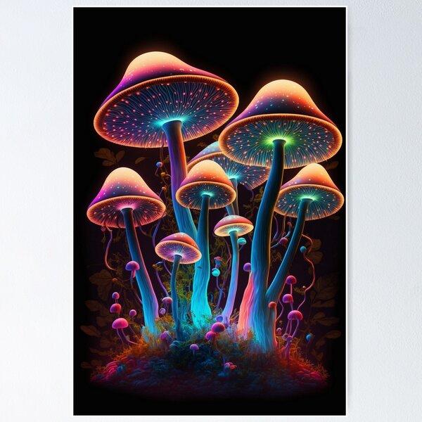 Psychedelic King Mushroom Magic Canvas Painting Wall Art Cool Trippy Poster  And Prints Picture For Liivng Room Indoor Home Decor