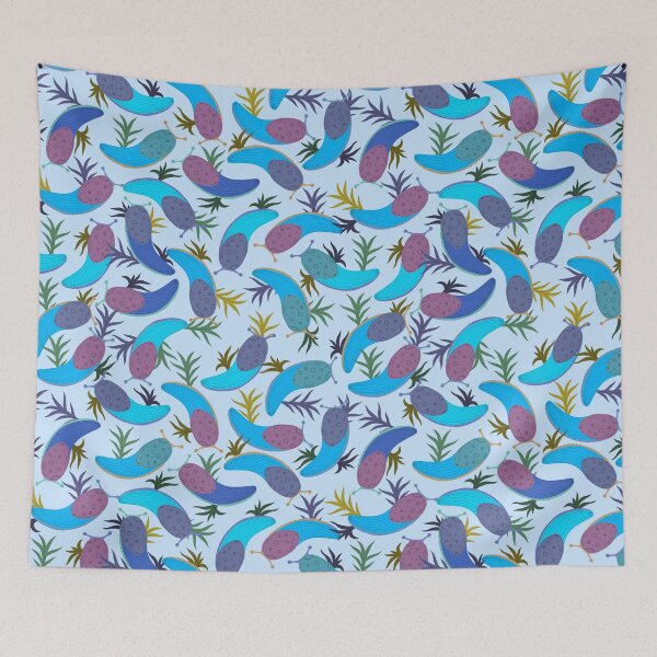 Item preview, Colorful Banana slugs on blue designed and sold by fogoosherie.