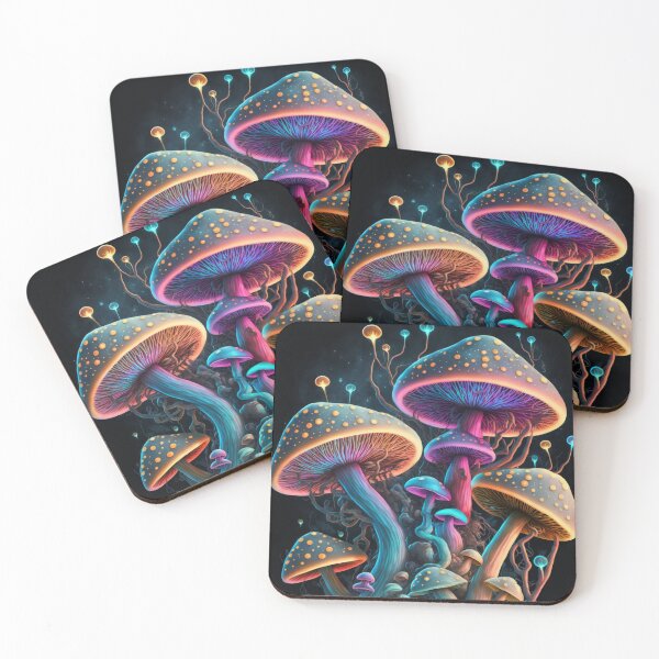 Aperçu de l'œuvre Champignons psychédéliques brillants créée et vendue par rudekitten.