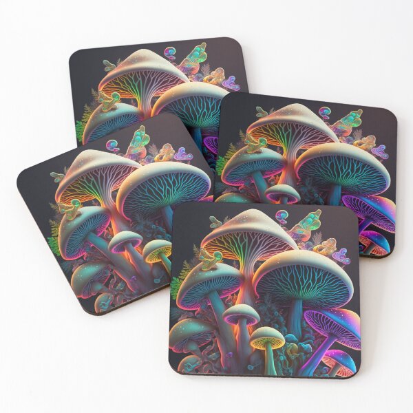 Aperçu de l'œuvre Champignons psychédéliques brillants créée et vendue par rudekitten.