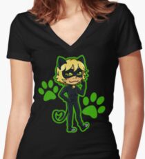 Catnoir Women's Fitted V-Neck T-Shirt