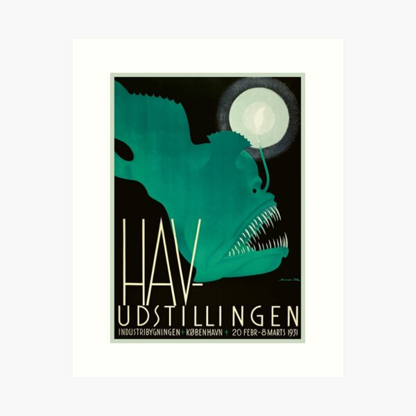 Item preview, 1931 Denmark Anglerfish Sea Exhibition Advertising Poster designed and sold by retrographics.