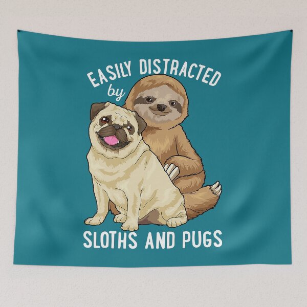 Item preview, Easily Distracted By Sloths And Pugs Cute Sloth Gifts designed and sold by Fiaklukckma.
