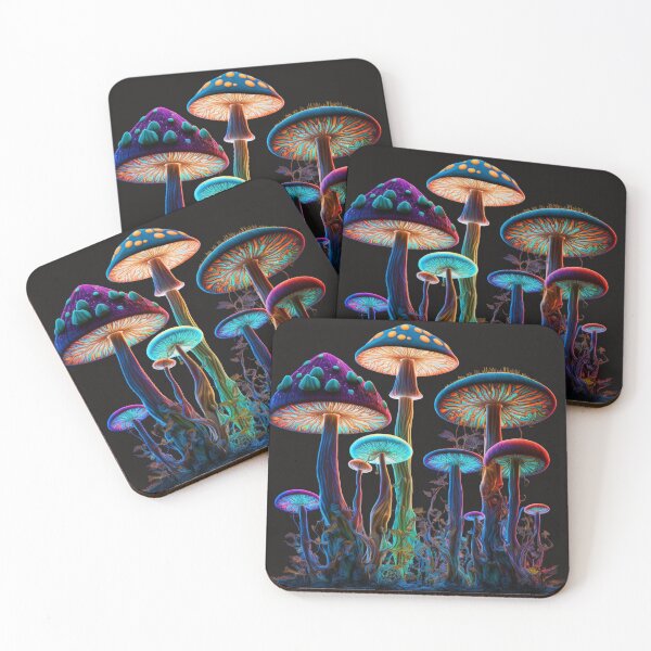 Aperçu de l'œuvre Champignons psychédéliques brillants créée et vendue par rudekitten.