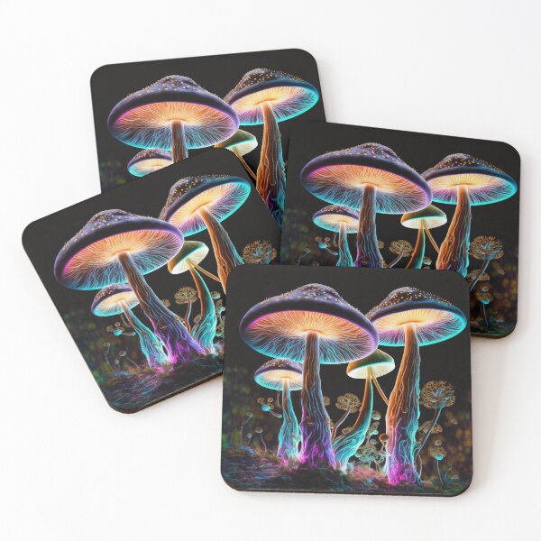 Aperçu de l'œuvre Champignons psychédéliques brillants créée et vendue par rudekitten.