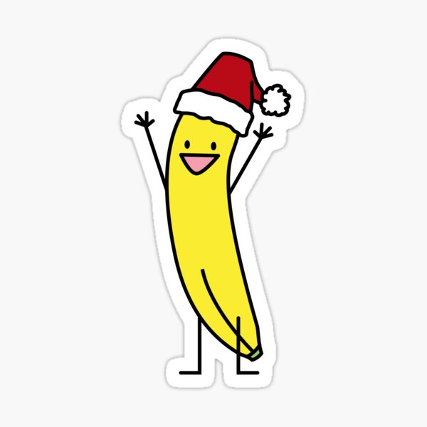 "Banana Santa hat celebrating and cheering Christmas" Sticker by BereniceLimon Redbubble