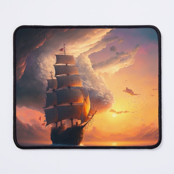 Item preview, a wonderful ship sailing through clouds into a sunset designed and sold by moon1999.