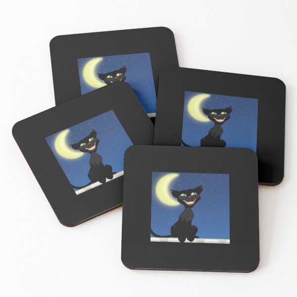 Item preview, Happy Black Cat under the moon and stars designed and sold by unbleepable.