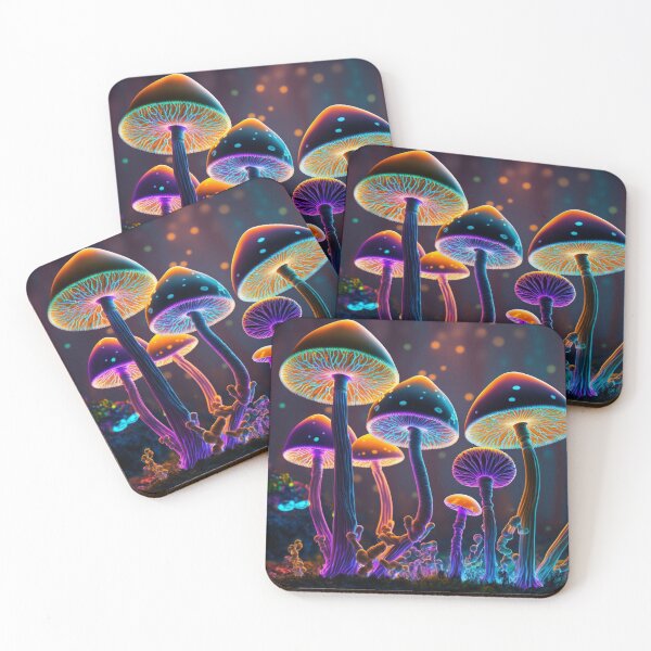 Aperçu de l'œuvre Champignons psychédéliques brillants créée et vendue par rudekitten.