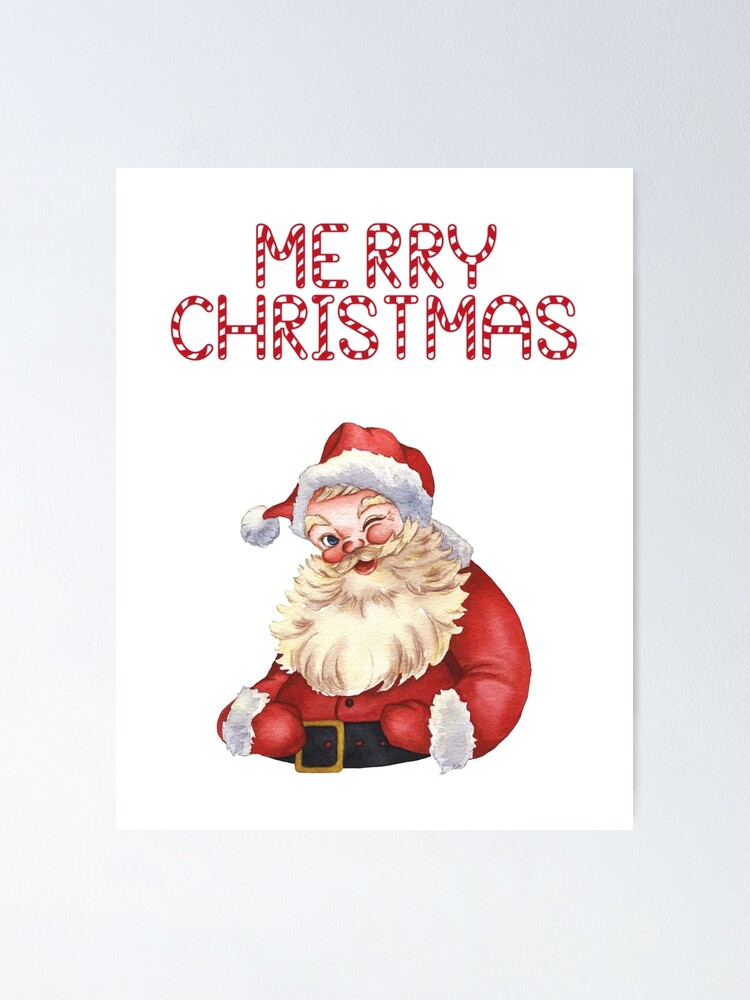 santa claus with writing merry christmas candy cane style