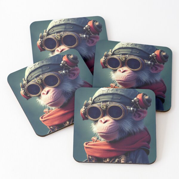 Item preview, The Cyberpunk Pirate Monkey: An Anthropomorphic, Tiny, and Cute Cybernetic Matey designed and sold by MimozaStudio.