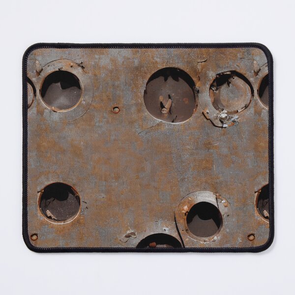 Item preview, Big Bullet holes in industrial rusty metal surface wallpaper designed and sold by patterncrow.