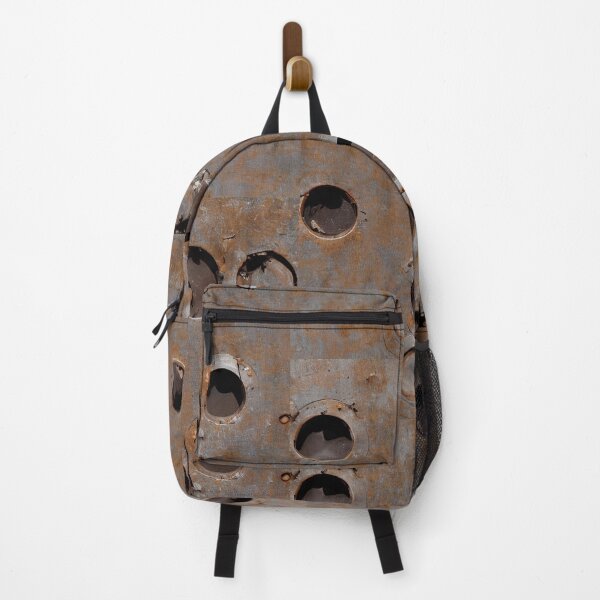 Item preview, Big Bullet holes in industrial rusty metal surface wallpaper designed and sold by patterncrow.