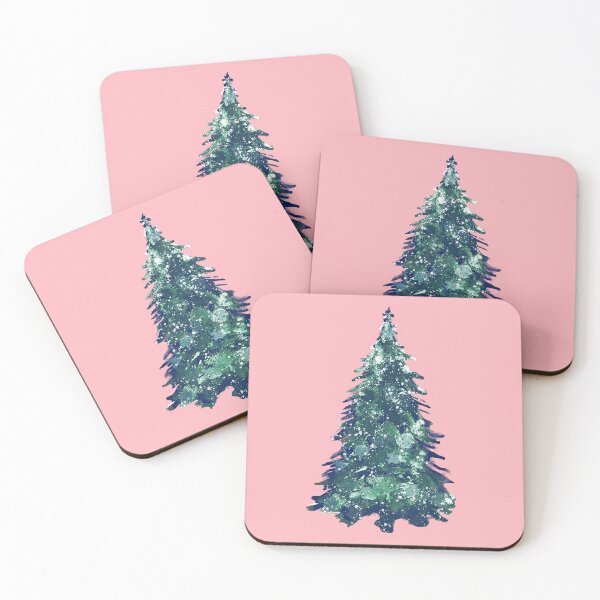 Item preview, Festive Watercolor Snowy Christmas Tree On Pink designed and sold by tanjica.